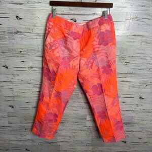 J. crew collection pink floral trousers dress pants size 8
